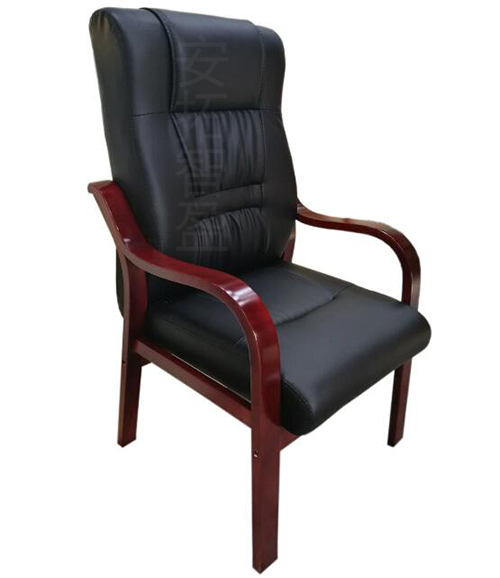 ATZY-BGY-03型实木办公椅 黑色职员皮椅接待电脑椅 会议椅(图2)